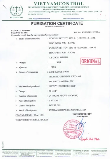Fumigation Certificate